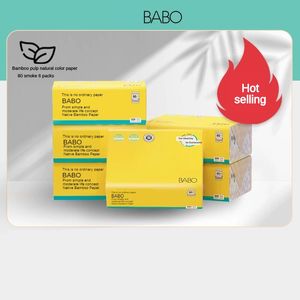 Babo ritar papper bambu fiberfärg 80 ark / paket toalettpapper 6 paket start