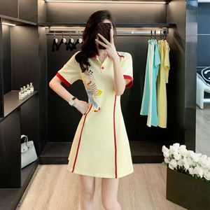 Dressed Women Adult Summer Style 2023 New French High End Polo Neck Sports Skirt Small Stature