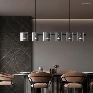 Lampadari Ristorante minimalista nordico Lampadario di design Lampada lunga in vetro a LED per sala da pranzo Isola della cucina Apparecchio di illuminazione per interni domestici