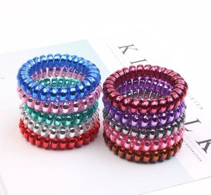 Party Favor Colorful Elastic Girls Womens Telephone Wire Spiral Horsetail Hairband Df119