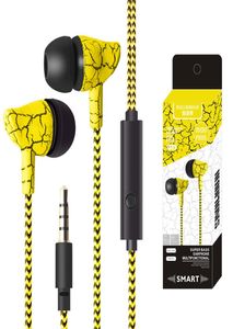 2021 Crack flätade hörlurar headset med mic wire stereo hörlurar inear hög kvalitet volymkontroll musik headset för Android P1254030