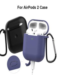 For iPhone Earphones Airpods 2 Silicone Case Hook Keychain AirPod Cases 2 Airpod2 Wireless Bluetooth Heaphone anti lost Hand Prote2622052