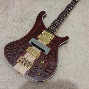 Partihandelsgitarrer Nya 4004 4 String Electric Bass Guitar Carved Body Through Neck i Natural 202403