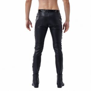 Calças justas de couro falso masculinas Stage Club LG calças justas góticas cintura baixa leggings festa rock band trajes de desempenho X4pj #