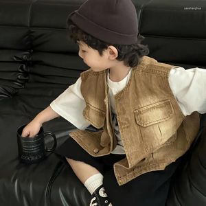 Jacken Herbst Winter Mode Jungen Weste Grün Schwarz Kinder Mäntel Kinder Oberbekleidung Baby Kleidung Ärmellose Mantel