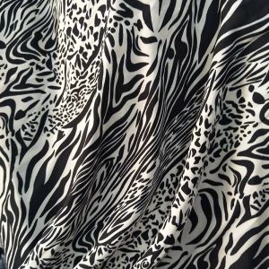 Fabric Beautiful White Chiffon Fabric Sexy Leopard zebra Print Imitate Silk Chiffon Skirt Fabric Sewing Material DIY Summer Dress