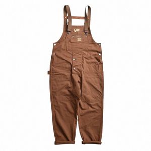 amekaji Multi-pocket Overalls Mens Outdoor Workwear Clothes Retro Casual Loose Baggy Cargo Pants Trousers Work Jumpsuit Men L4af#