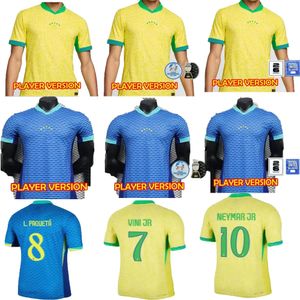 2425 Spelarversion Brasils Soccer Jerseys L.Paqueta Neymar Vini Jr. P.Coutinho Richarlison Football Shirt G.Jesus T.Silva Bruno G. Pele Casemiro Men sätter Jersey