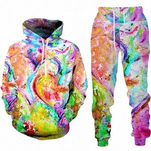 2023 Nya Sweet Love Heart Hoodies 3D Print Men Tracksuit Set Casual Hoodie Pants Two Piece Set Fi Men Sweatshirt Clothing S9az#