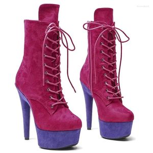 Dance Shoes Women 15CM/6inches Suede Upper Plating Platform Sexy High Heels Ankle Boots Pole 15-044