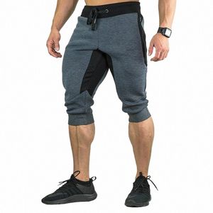 men's Cott Casual shorts 3/4 Jogger Capri Pants Breathable Below Knee Short Pants with Three Pockets Z8XC#