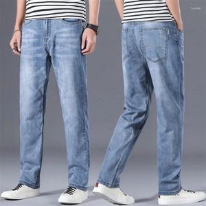 Mäns jeansbyxor rakt ljusblå manliga cowboybyxor arbetar slitage för män koreansk stil mode y2k streetwear lös