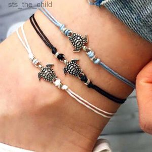 Anklets Women Retro Turtle Kostki Letnia plaża Bosowa szydełkowa szydełka Sandały Kostki bransoletki Braceletsc24326