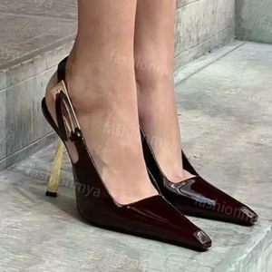 براءات الاختراع Slingback مدببة الصنادل أصابع القدم الخناصة الكعب مضخات جلدية حذاء حذاء حذاء وحيدة