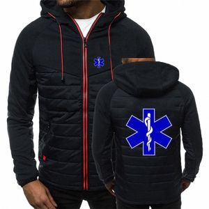 EMT Emergency Ambulance 2021 Novo outono masculino e inverno imprimir bloco de cor zíper com capuz casual casual casacos jaqueta j65l#