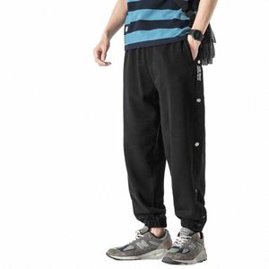 2021 japonês streetwear sweatpants lado breasted casual calças de pista hip hop corredores coreano kpop calças esportivas roupas masculinas 76da #