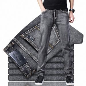 classic Style Summer Men's Thin Grey Jeans Busin Fi High Quality Stretch Denim Straight Pants Male Brand Trousers B7qt#