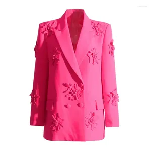 Abiti da donna SuperAen 2024 Primavera Estate High Street Giacca blazer con fiori rosa Abbigliamento da ufficio ampio da donna
