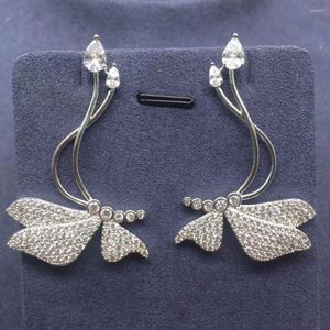 Dangle Earrings Cubic Zirconia Stone Dragonfly Shapeユニークなデザインパーティー女性のための耳のアクセサリーBrincos