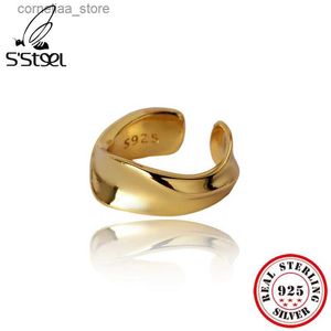 أذن أذن الكفة Ssteel مقطع بسيط على الأقراط 925 Sterling Silver Twisted أقراط للنساء 2022 شريعة الخريجة المطلية بالذهب مجوهرات مصممة فاخرة y240326