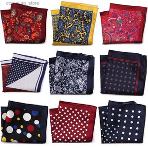 Handkerchiefs New Fashion Mens Handle Pocket Plaza Popular 25 X 25CM Large Mens Paisley Dot Chest Hanks Wedding Dress Y240326