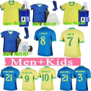 Richarlison Futbol Formaları Brasil Raphinha Vini Antony 24 25 Dünya Kupası Milli Takım Gömlek Kitleri İsa Casemiro Brazils Martinelli Rodrygo Futbol Çocuk Adam Kiti