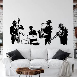 Naklejki Jazz Music Band Wall Decal Music Winylowa naklejka, instrument muzyczny, zespół muzyczny, dom, wystrój biura, Dekoracja Jazz Art 2386
