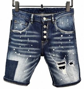 Herren schwarze Jeans kurze Sommer DSQ Jeans Loch gerade schlank tragen neue Strand-Stil H7IT #