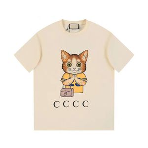 Camiseta de manga curta com padrão de gato de verão 2024 verificada correta para homens e mulheres