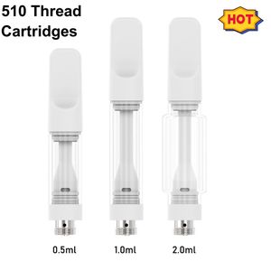 All Ceramic 510 Cartridge 0.5ml 1.0ml 2.0ml 510 Thread Atomizer Empty Thick Oil Holes Carts White Oil intake Holes in Foam Packaging Swiss Germany USA Customize Logo