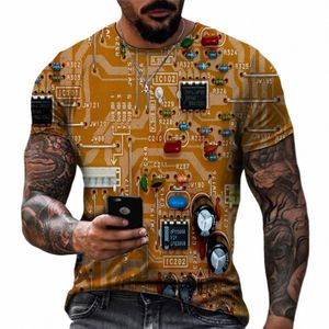 Vendita calda manica corta CPU scheda madre stampa 3D maglietta uomo e donna divertente color-blocking maglietta sottile maglietta sportiva top 35DL #
