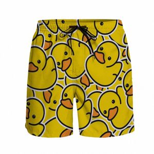 mężczyźni swobodne spodenki małe żółte kaczki nadruk śmieszne oddychanie szybkie suche spodnie na hawajskie spodnie plażowe bieganie sportowi szorty dla kobiet szorty g7rn#
