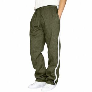 Grå män joggers byxor casual lastbyxor dragskon elastisk midja träning baggy avsmalnande svettbyxor med fickor g0gw#