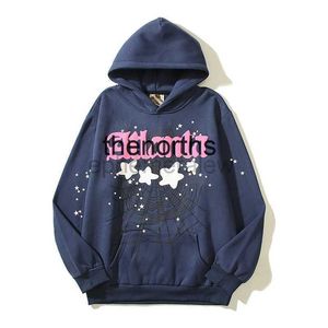 Herren Hoodies Sweatshirts Streetwear Spider Web Star Letter Foam Fleece Kapuzenpullover für Männer Stranger Things Lose lässige dicke Sweatshirts Unisexzln231128