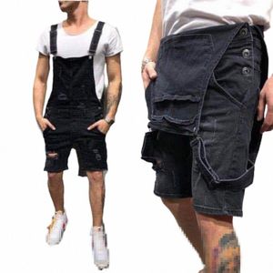 Ny F -mens Bib och Brace Overalls Arbetsbyxor Dungarees Casual Jumpsuit Romper Black Blue W6GK#