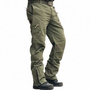 2024 Men's Cargo Pant Cott Army Military Tactical Pant Men Vintage Camo Green Work Many Pocket Cott Camoue Black Trouser w6pV#