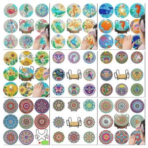 Stitch 8pc/sets montanhas -russas de pintura de diamante para bebidas Diy Coaster Kits de arte de diamante para adultos crianças iniciantes artesanato de arte de diamante