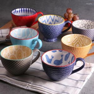 Cups Saucers Colorful Ceramic Hand Painted Coffee Mugs Cup Creative Vintage Cafe Bar Drinkware Personality Breakfast Tea Mug