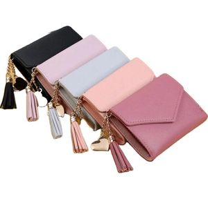 cute women girls wallet outdoor waterproof solid change purse ultralight credit card fashion tassels coin purses