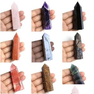 Arts And Crafts Total 46 Complete Variety Rough Polished Quartz Pillar Art Ornaments Energy Stone Wand Healing Gemstone Tower Natura Dhxsm