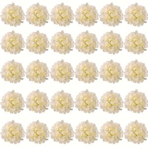 30pcs Artificial Hydrangea Silk Flower Heads with Stems, Fake Flowers for Wedding Centerpiece Home Garden Party Decoration (champagne), 6x3.9x7.5 Inches