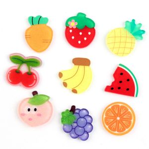 Miniaturas Cabochão de resina de frutas frescas em miniatura, mistura de 9 estilos, 22 mm, pêssego, uva, planar com parte traseira plana, enfeites de artesanato DIY, 9 estilos