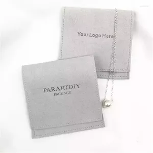 Confezione regalo SheepSew 6X6 cm Orecchini Anelli per dito Borsa per imballaggio in microfibra scamosciata Logo personalizzato Custodia per gioielli Compleanno Matrimonio Festa di fidanzamento