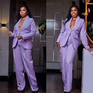 Calças femininas de duas peças roxo mulheres terno conjunto blazer 2 pcs sexy um botão jaqueta plus size diário casual outfit vestido feito sob encomenda