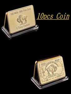 10st Magnetic 1 Troy Ounce German Buffalo Gold Bullion Bar Craft 100 Mills 999 Fine Gold American Replica Gold Plated Buffalo Bad9071598