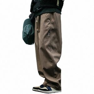 2024 Spring Japanese Retro Fi Workwear Pants Men's Basic Windproect Large Size Loose Trousers Casual Straight Lg LG Pants L56E#