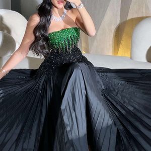 Siyah Green dedi Sikensiz Sharon Boncuklu Dubai Kadınlar İçin Düğün Düğün 2024 Zarif MIDI Resmi Parti Önlükleri SS224 MAL