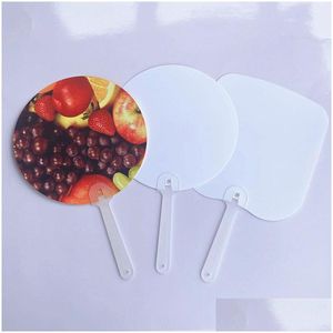 Party Favor 200Pcs Sublimation Diy White Double Sided Blank Plastic Circle Rec Advertisement Fans Drop Delivery Home Garden Festive Su Dhlws