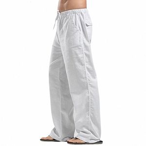 men's Linen Trousers Casual Loose Pants Summer Autumn Cott Linen Pants Multiple Pocket Trousers Spring Male Solid Clothes B7o1#