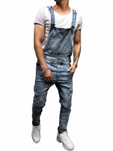 Mäns distriktade denim snickare overaller byxor hugg jumpsuits moto jeans pant vinter jeans för män punk streetwear 51ik#